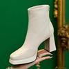 New Street Style High Heel Women Ankle Boots Fashion Square Toe Short Booties Autumn Winter Ladies Shoes Botas