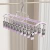Stainless Steel 20 Clips Sock Drying Rack Non-slip Unmarked Underwear Drying Rack  Indoor