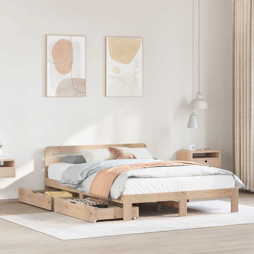 Solid Wood Bed without Mattress 135 x 190 cm Pine Wood