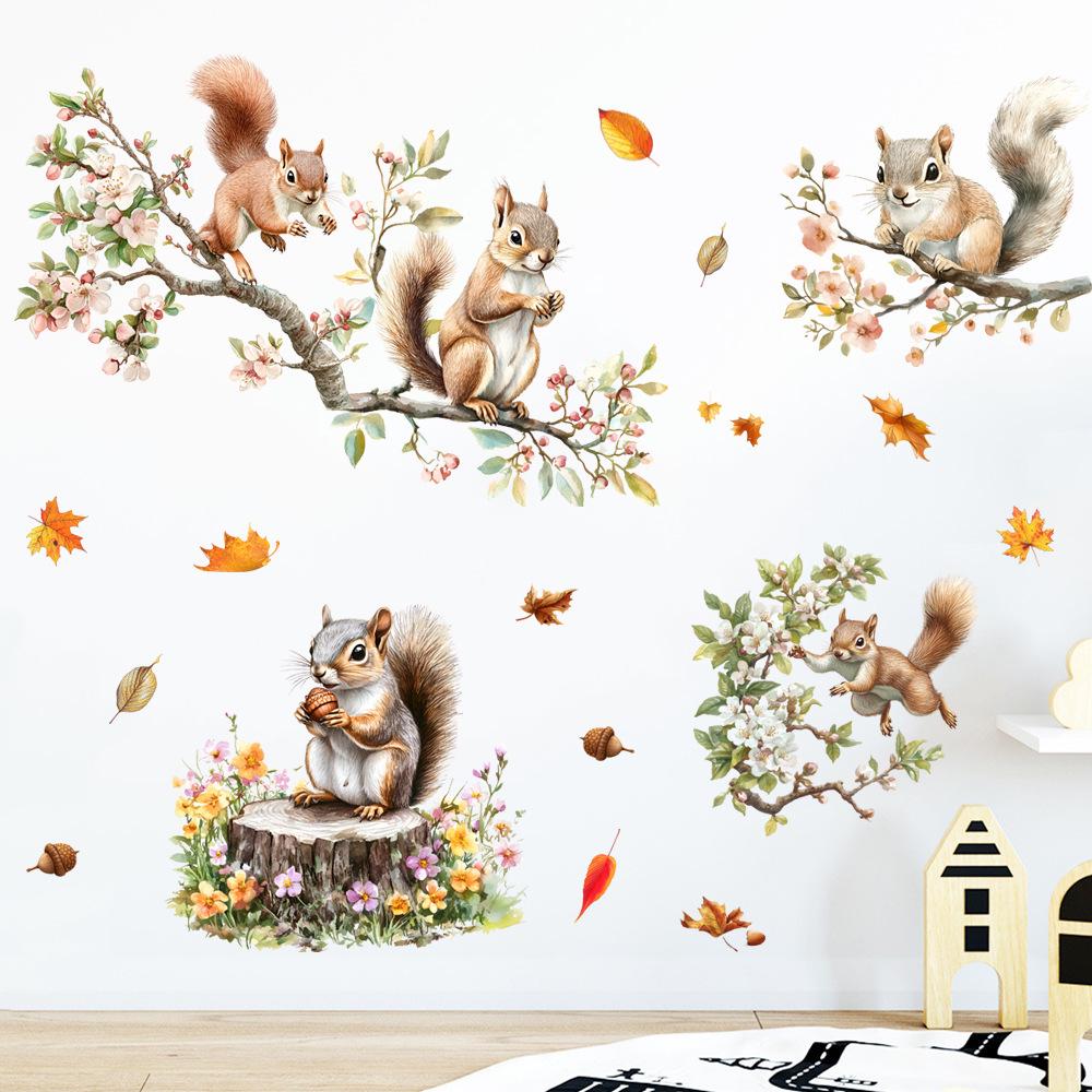 Squirrel Wall Sticker: Removable Self-Adhesive Art for Living Room, Bedroom, or Entrance