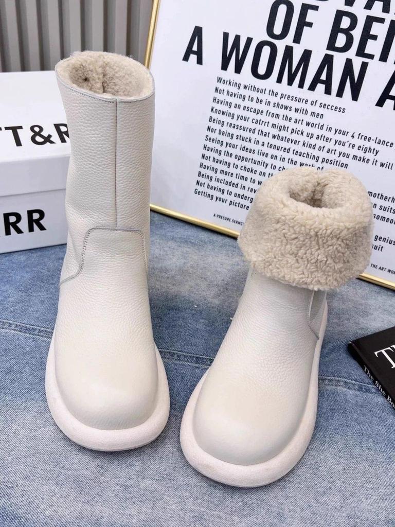 Rejia 2025 Winter Milk Tea Color Women's Martin Boots - Flat Bottom, Two-Wear, Thickened Snow Boots