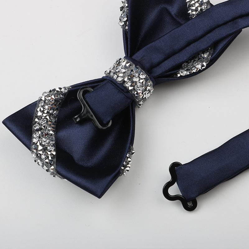 Sticky Diamond Bow Tie Men'S Solid Burgundy Wedding Groom Banquet Host Satin Bow Bow