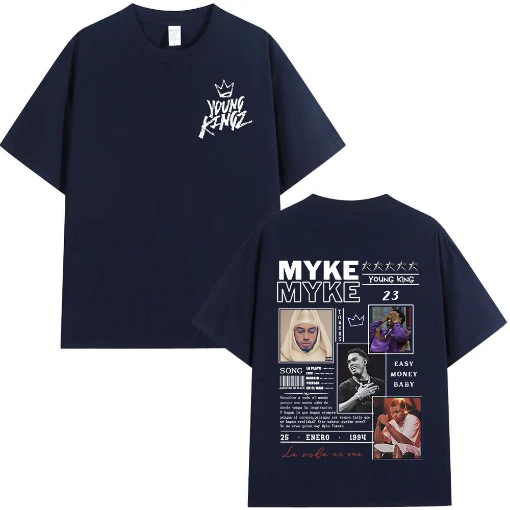 Rapper Myke Towers Graphic T-shirts Men Women Clothing Fashion Hip Hop Oversized T Shirt Unisex Cotton Short Sleeve T-shirt Tops