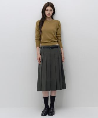 MUSINSA STANDARD WOMAN Cn Pleated Midi Skirt [Gray]
