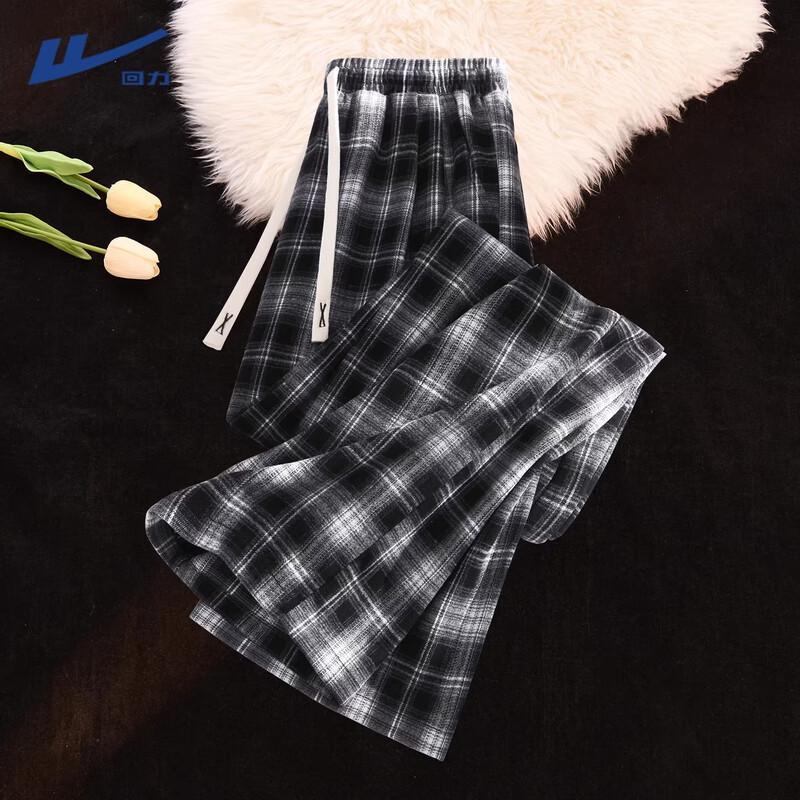 Warrior Women s High-Waisted Plaid Wide-Leg Pants L