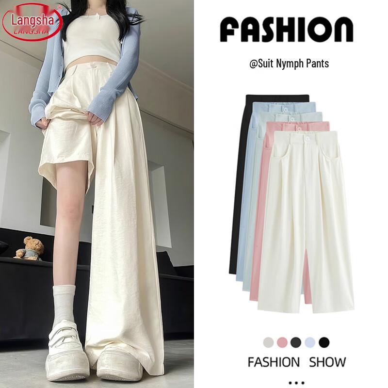 LANGSHA Women's High-Waist Wide-Leg Suit Trousers