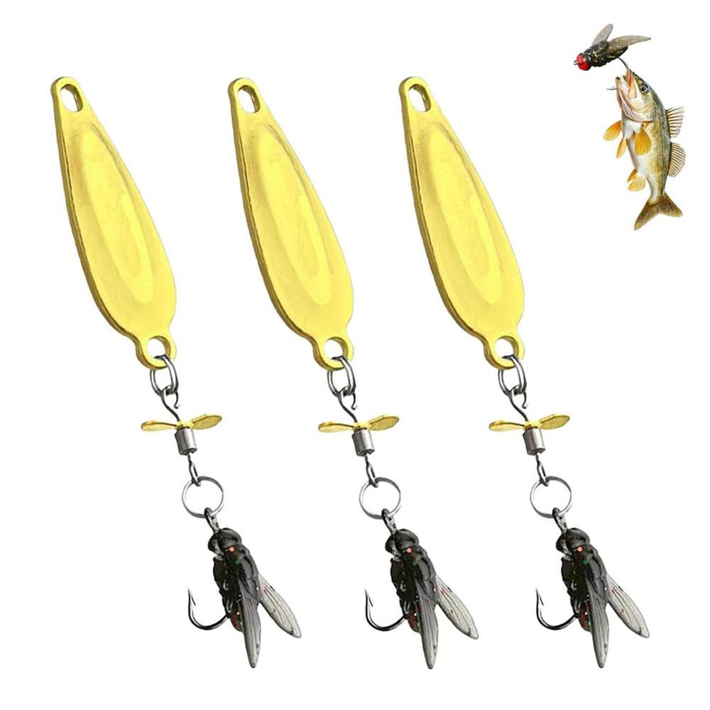 3Pcs Roumant Metal Propeller Fishing Lure for Catching Fish, High-Vibration Spinner Fish Bait