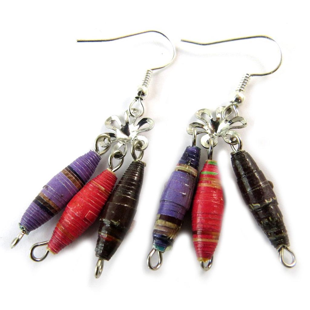 Les Trésors De Lily [N9504] - Boucles d'oreilles artisanales 'New Life' rose violet (fait main)