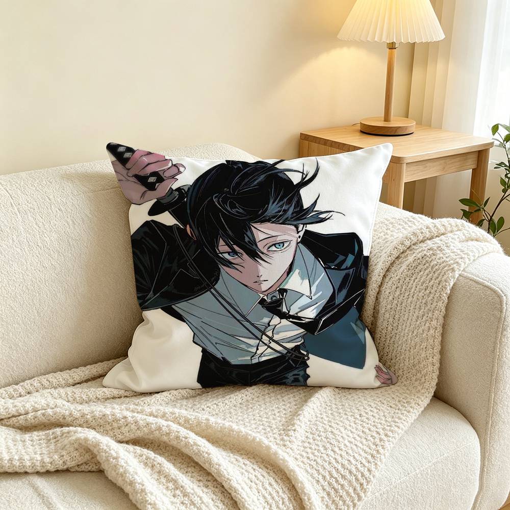 C-Chainsaw Man Aki Hayakawa Pillow Case Square Double-Sided Sofa Cushion Cover Bedroom Bedside Pillow