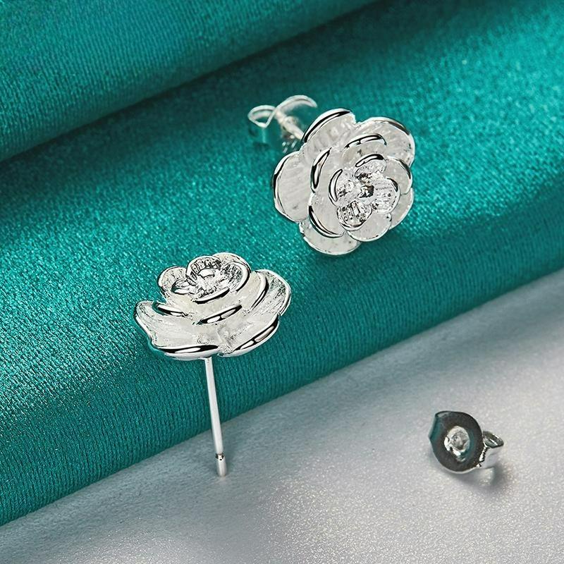 Silver Color Fashion Jewelry Flower Earrings