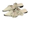 2025 new cool slippers women's summer wear thick heel low heel belt buckle half bag head retro British pointed slippers