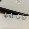 Elegant French Zircon Grey Pearl Stud Earrings for Women, Exquisite Small S925 Silver Needle Ear Accessories