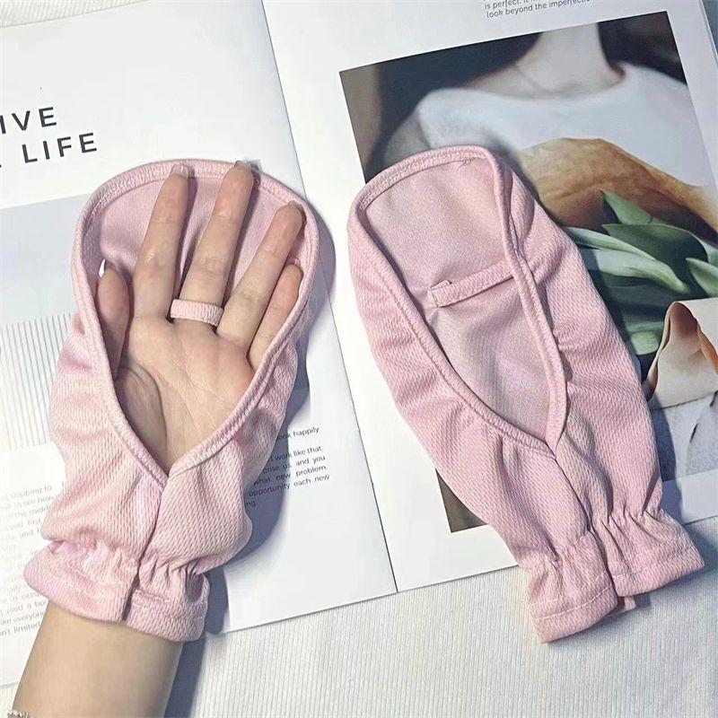 

Легкие и дышащие перчатки с солнцезащитным эффектом для коротких летних поездок на велосипеде с открытыми пальцами розовый