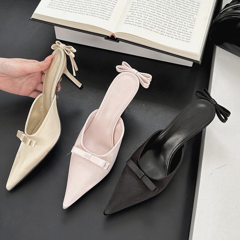 

Женские туфли Baotou полудраги весна новый темперамент стройнят, сексуальные и красивые, остроносые туфли-шлепанцы на тонком высоком каблуке 40 розовый