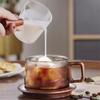 200ml Amerikanisches Latte-Glas Kaffeetasse mit rundem Holztablett Löffel Hitzebeständige Milchteetasse Tassenset für frisch gemahlenen Kaffee
