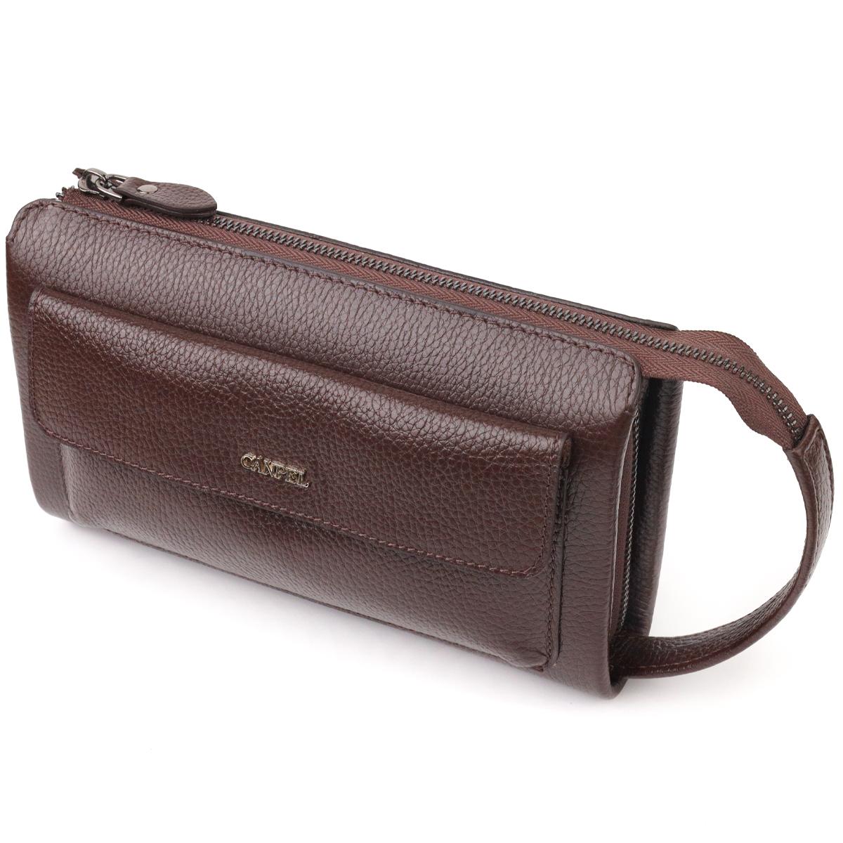 

Красивий чоловічий клатч із натуральної зернистої шкіри CANPELLINI 21559 Коричневий