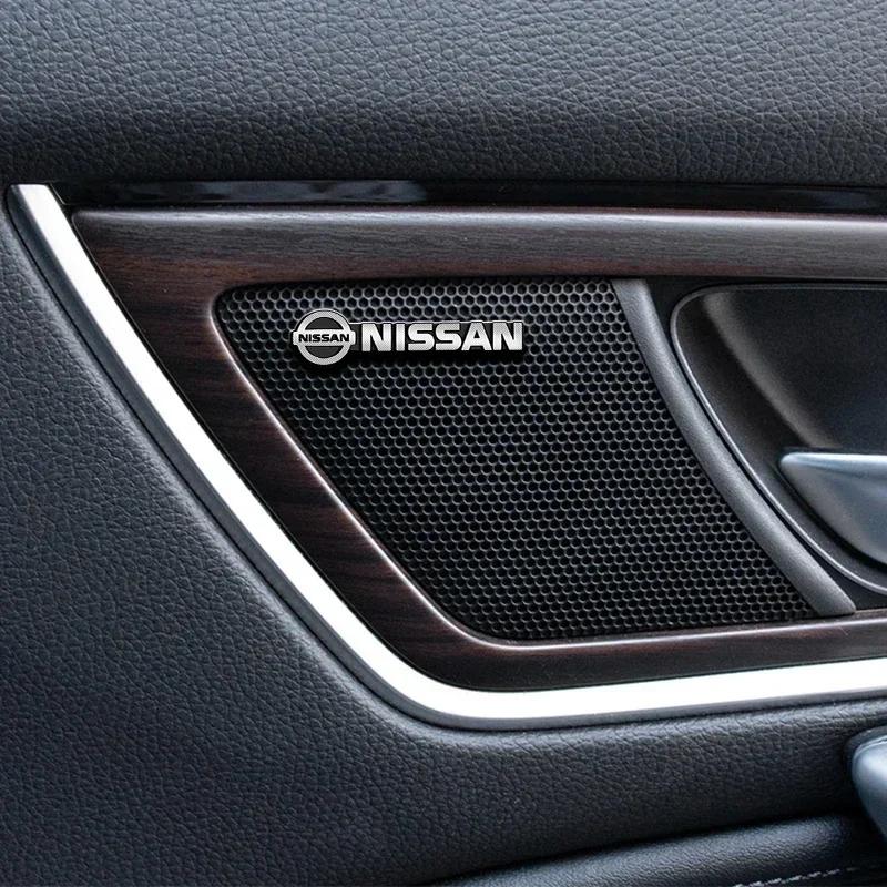2025 Hot 2/4pcs Car Accessories Auto Audio Aluminum Speaker Stereo Stickers For Nissan Qashqai Tiida J10 J11 2019 Styling Access