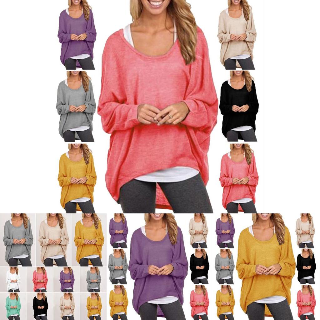 Elegant Women Plus Size Long Sleeve Pullover T-shirt With Loose Baggy Casual Fit