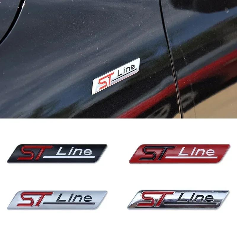 BAZN3 3D Metal STline Letter Rear Trunk Fender Emblem Badge Car Sticker For Ford Focus 2 3 4 ST Mondeo Fiesta Kuga Ecosport Explorer