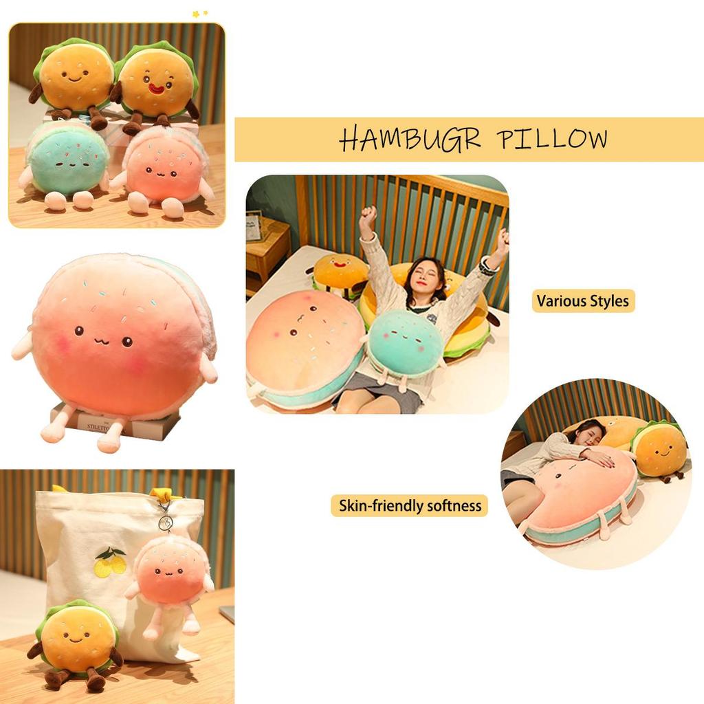Hamburger Plush Toy With Pp Cotton Soft Filling For Kids Gift And Cozy Hand Warmer