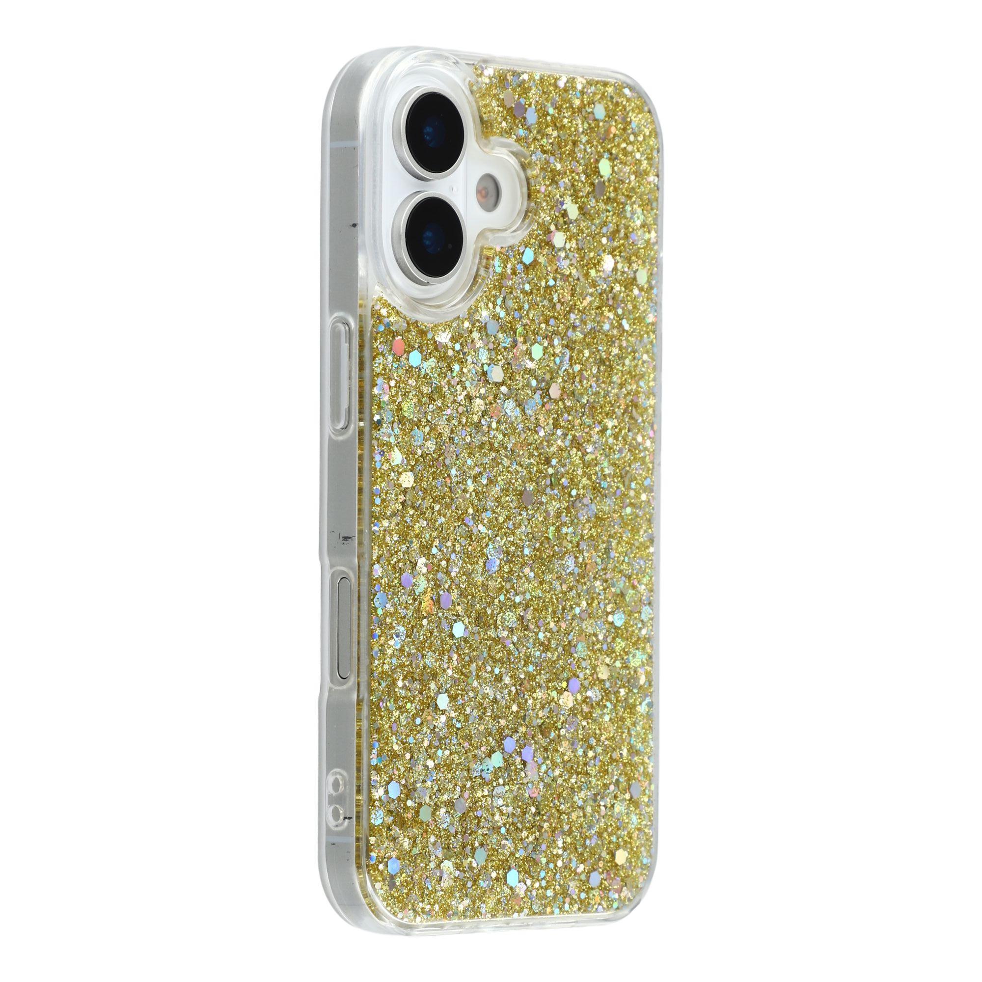 

For iPhone 17 Case Shockproof Soft TPU Phone Cover Glittery Design Gold