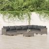 Vidaxl 9-Cz. Garten-Sitzgruppe, Kissen, PE-Rattan, Grau