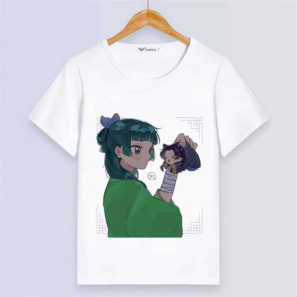Anime The Apothecary Diaries Summer Short Sleeve Cartoon Print White Modal Women And Men Comfortable T-Shirt