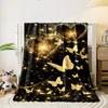 Golden Butterflies Glitter Hearts Blanket Bedroom Blanket for Livingroom Couch Lunch Break Soft Throw for Friend's Festival Gift