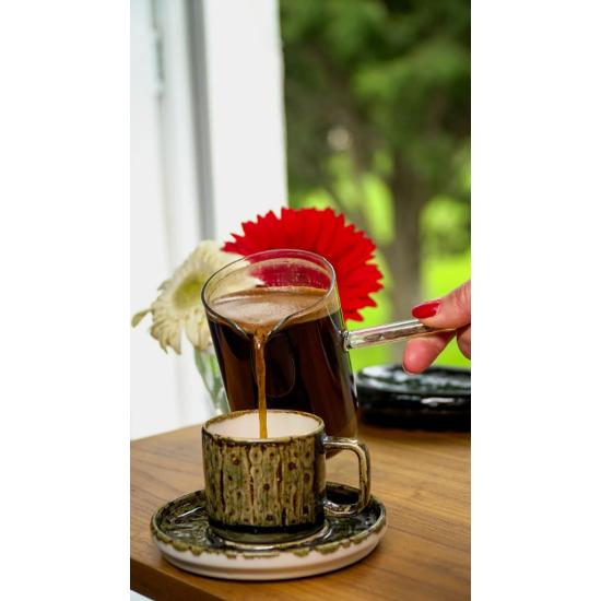 

Borosilikat Isıya Dayanıklı Kahve Çekirdeği İşlemeli Cam Cezve 350 Ml