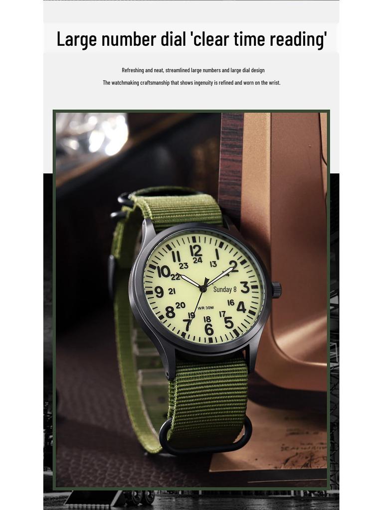 TPW 2024 Men's Luminous Nylon Quartz Watch with Date and Week Display