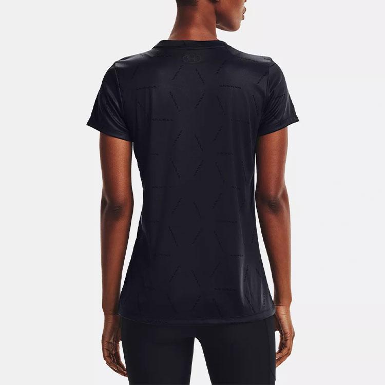 Under Armour Athletics Logo Casual Straight T-Shirt Women Tops Black 1366965-590