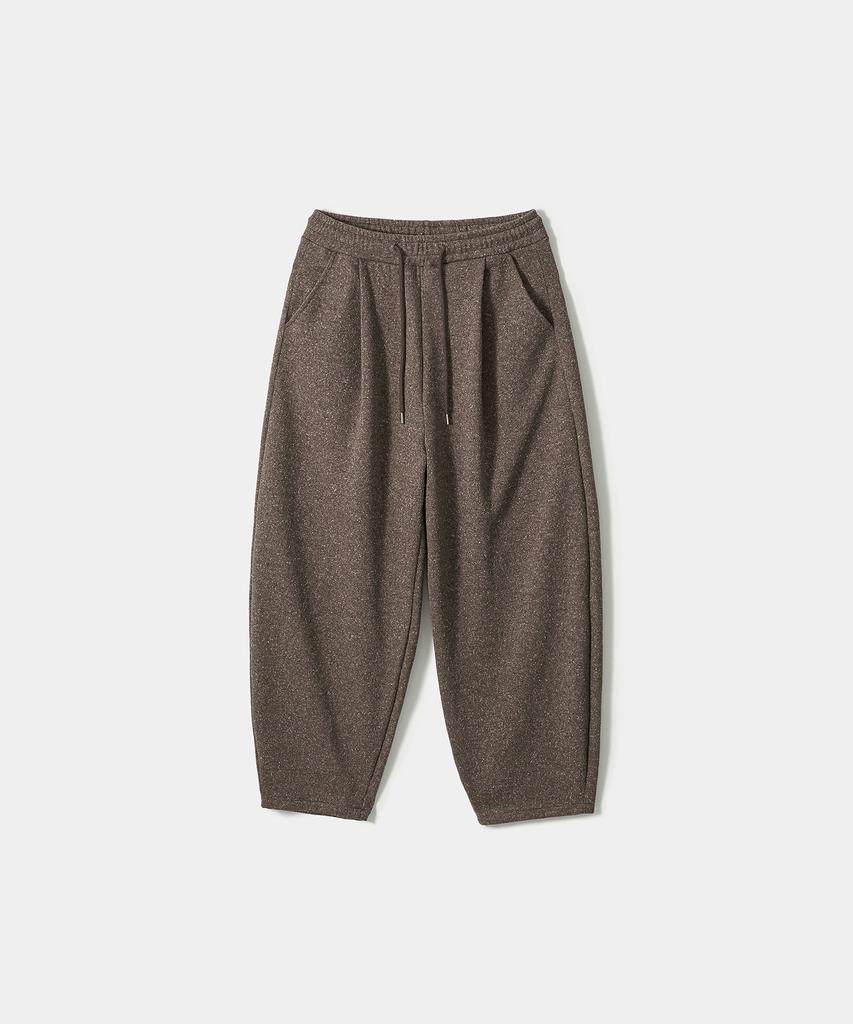 TRIP LE SENS [F/W] Neuf Texture One-Pleat Curved Elastic Waist Pants_Melan Brown