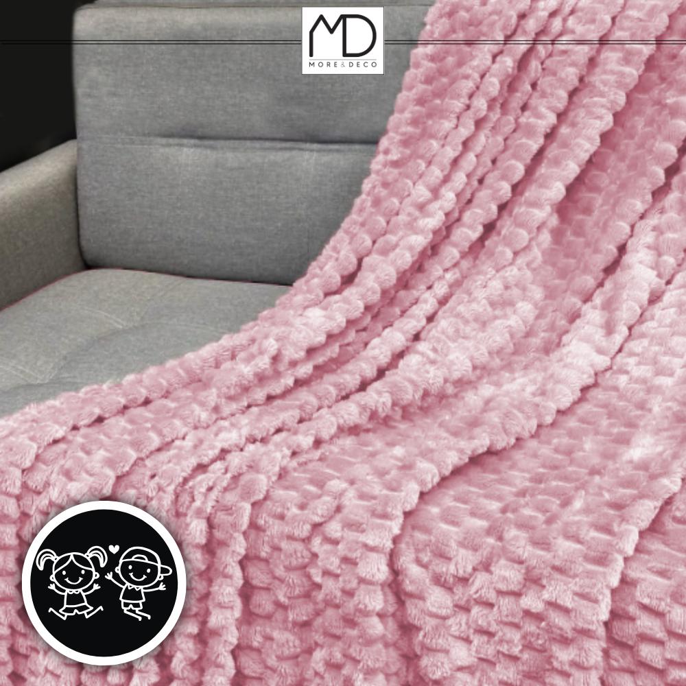 Blanket bedspread squares pink embossed 160x200 cm name day gift