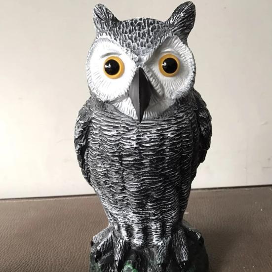 Plastic Owl Ornament Realistic Design Birds Scarecrow Owl Figure with Bright Yellow Eyes Birds Repellent Decorative Ornament