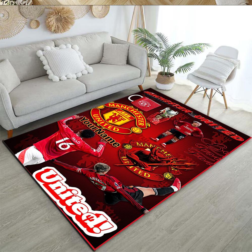 Manchester Customize Your Name Area Rug Design for Game Room Outdoor Balcony Dormitory Antislip Carpet Anime Office Decor