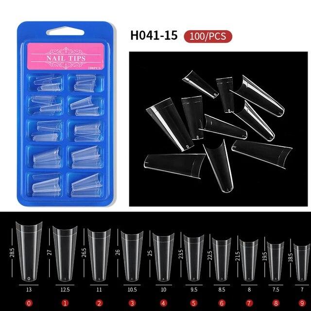 100pcs/box Clear Transparent Seamless Fake Nails Full Coverage False Nails Tips Short T-shaped Full Sticker For Nails Manicures