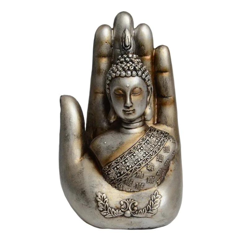 

Creativity Shakyamuni Palm Buddha statue Resin sculpture Zen inspired ornaments Retro Home, Room, Office Decoration, Statue