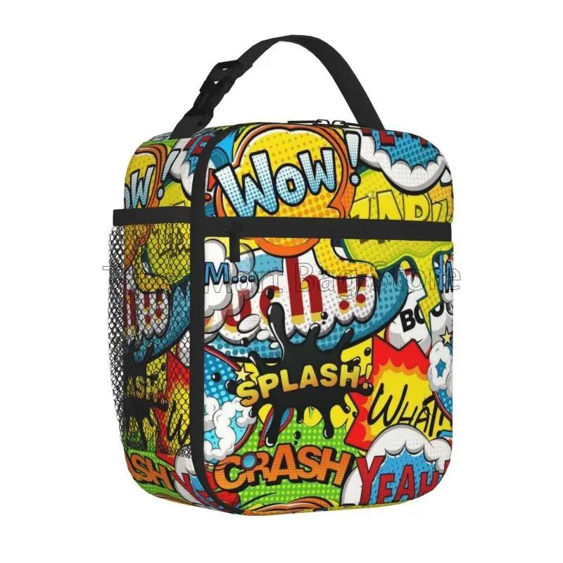Bolsa de Almuerzo Aislada Reutilizable Portátil Oxford para Viajes Trabajo con Diseño de Graffiti Urbano Cómics Hip Hop