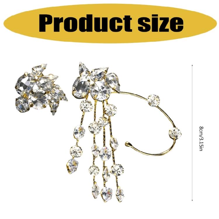 Trendy Rhinestones Ear Cuff With Tassels Sophisticated Rhinestones Tassels Earrings Ideal For Weddings And Gatherings