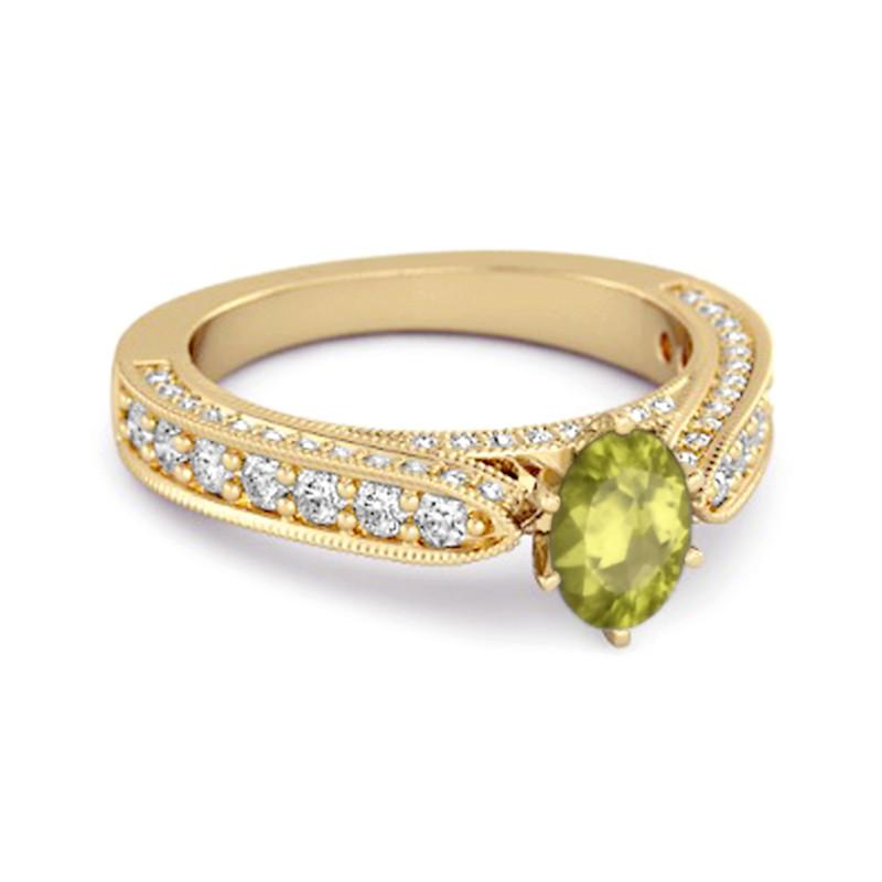 Peridot Tapered Five-Stone Ring - Sterling Silver Gold Vermeil