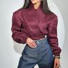 Burgundy Slimming V-Neck Double-Breasted Jacket - 2025 Spring Women's Fashion
