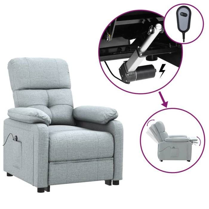 Fauteuil inclinable électrique - MAISON EXCLUSIVE - 1 place - Gris clair - Tissu - 3 positions