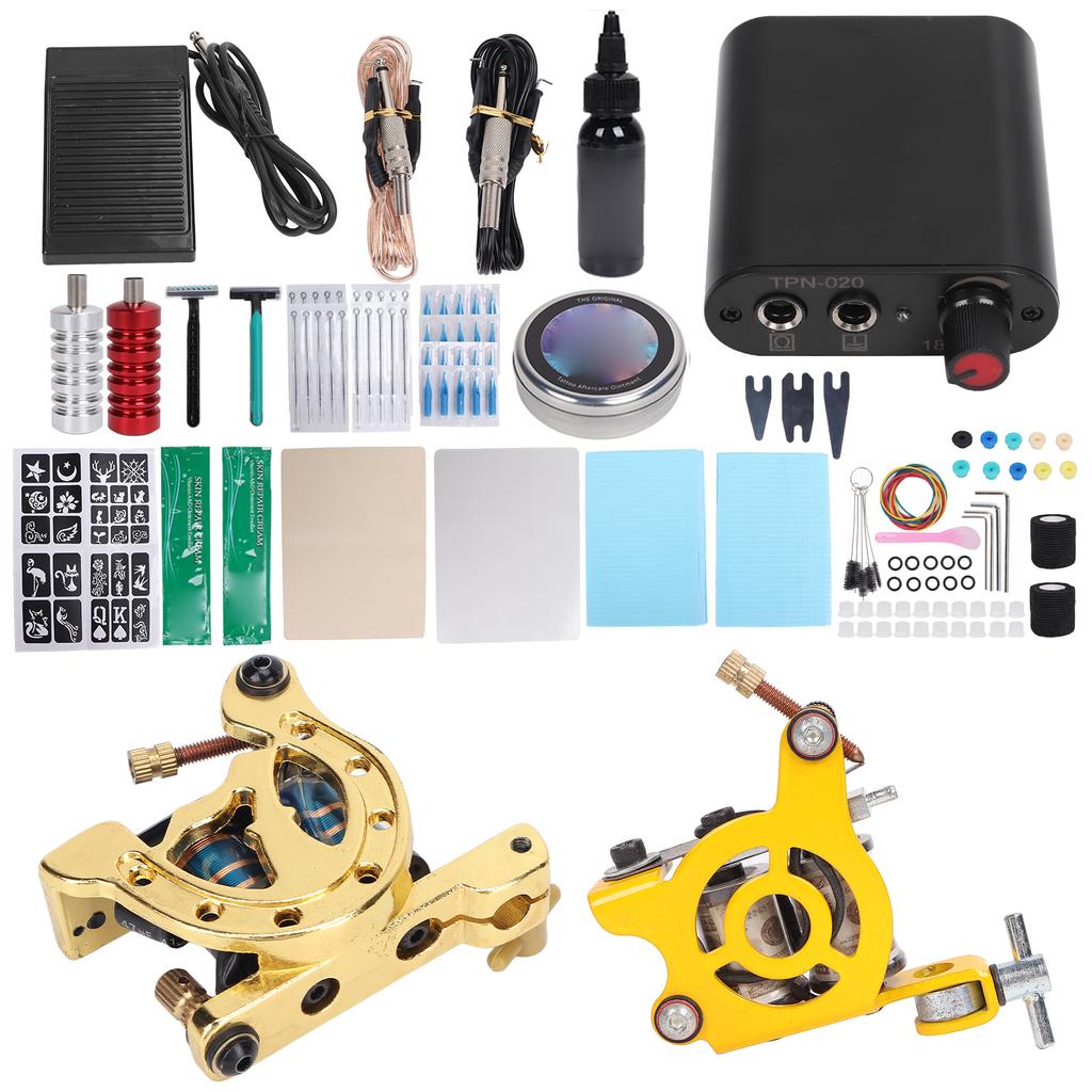 Coil Tattoo Machine Kit Clip Foot Pedal Tattoo Grip Needle Clip Cord Beginner Tattoo Tool Set