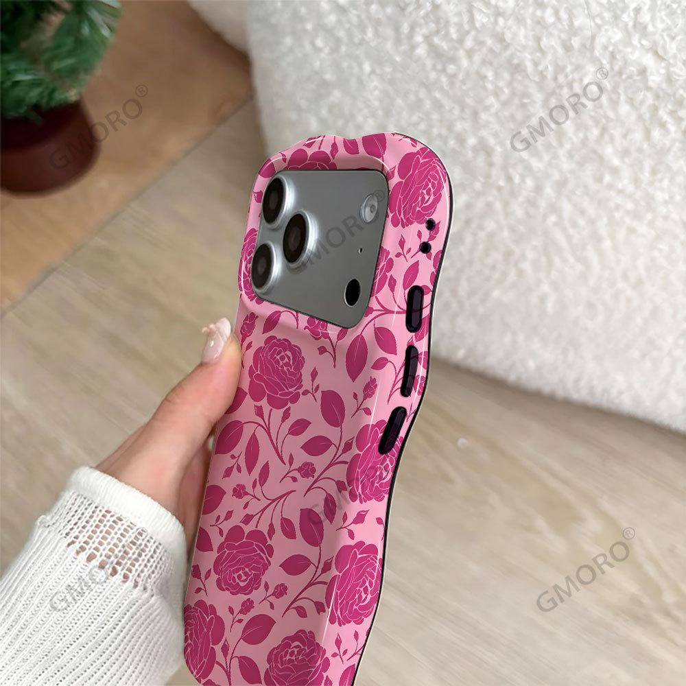 Red Rose Mobile Phone Case Apple 15promax Premium Sense Wave 2-in-1 Film Case iPhone17 Women's Model