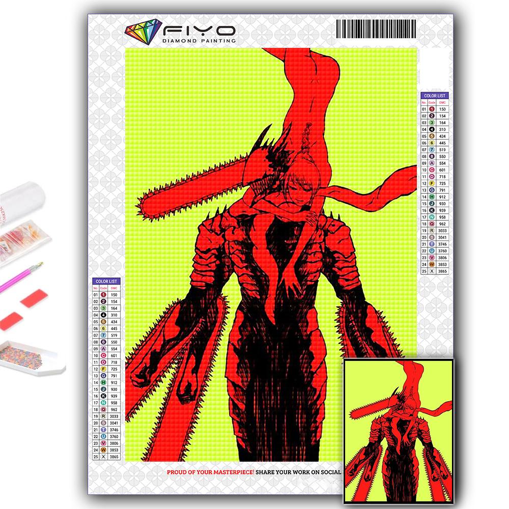 5D Diamond Painting Anime Chainsaw Man DIY Diamond Embroidery Rhinestone Home Decoration