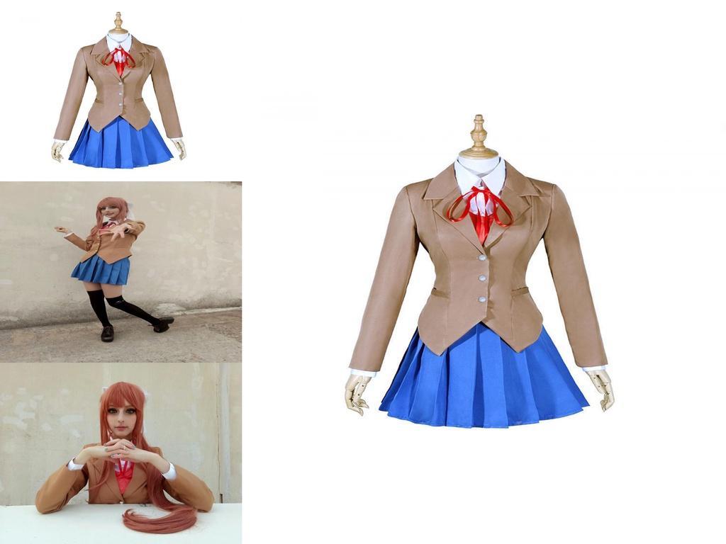 Sayori Yuri Natsuki Monika Elegant School Uniform Dress Cosplay Costume Full Set