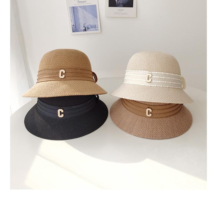 Letter C decoration with dome spring and summer travel sunshade sunscreen hat children's casual washbasin hat