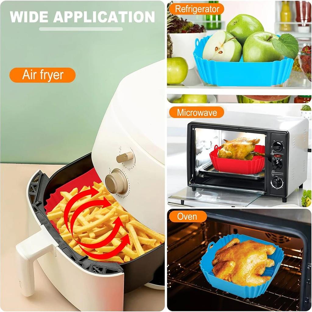 Air Fryer Silicone Liners Pot Basket Cooking Gadgets Baking Tray Non-stick Pizza Pan Oven Kitchen Accessories Reusable TMZ