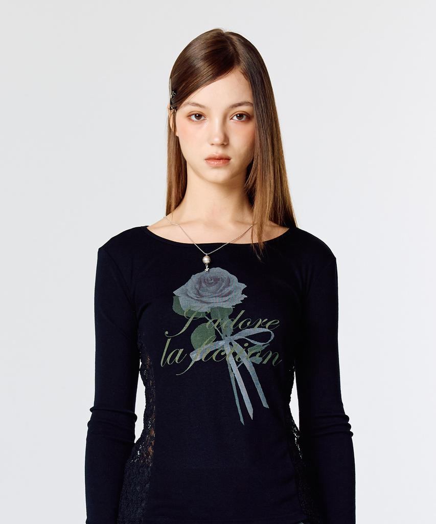 LARTIGENT L15 Lace Slim T-Shirt (Black)