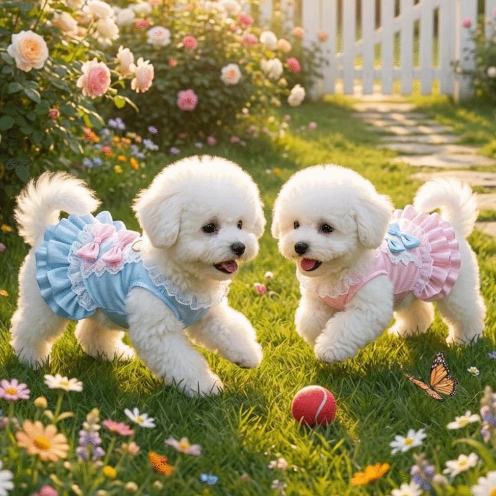 Korean Sweet Dog Princess Dress Lace Strap Dog Puff Skirt Pet Lace Dress  Outdoors Activities